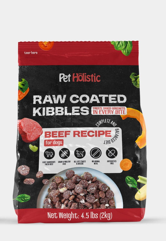 Pet Holistic RAW Coated Beef Kibbles for Dogs 4.5lb (1.8kg)